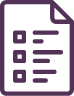 Line icon of a document with checklist items, representing school admission forms, requirements and enrollment process for new student applications.