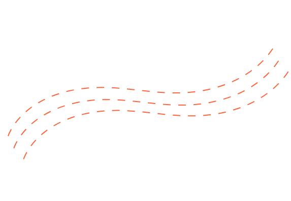 Curved orange dashed wave lines on a light gray background used as an abstract decorative design element for educational banners and creative layouts.