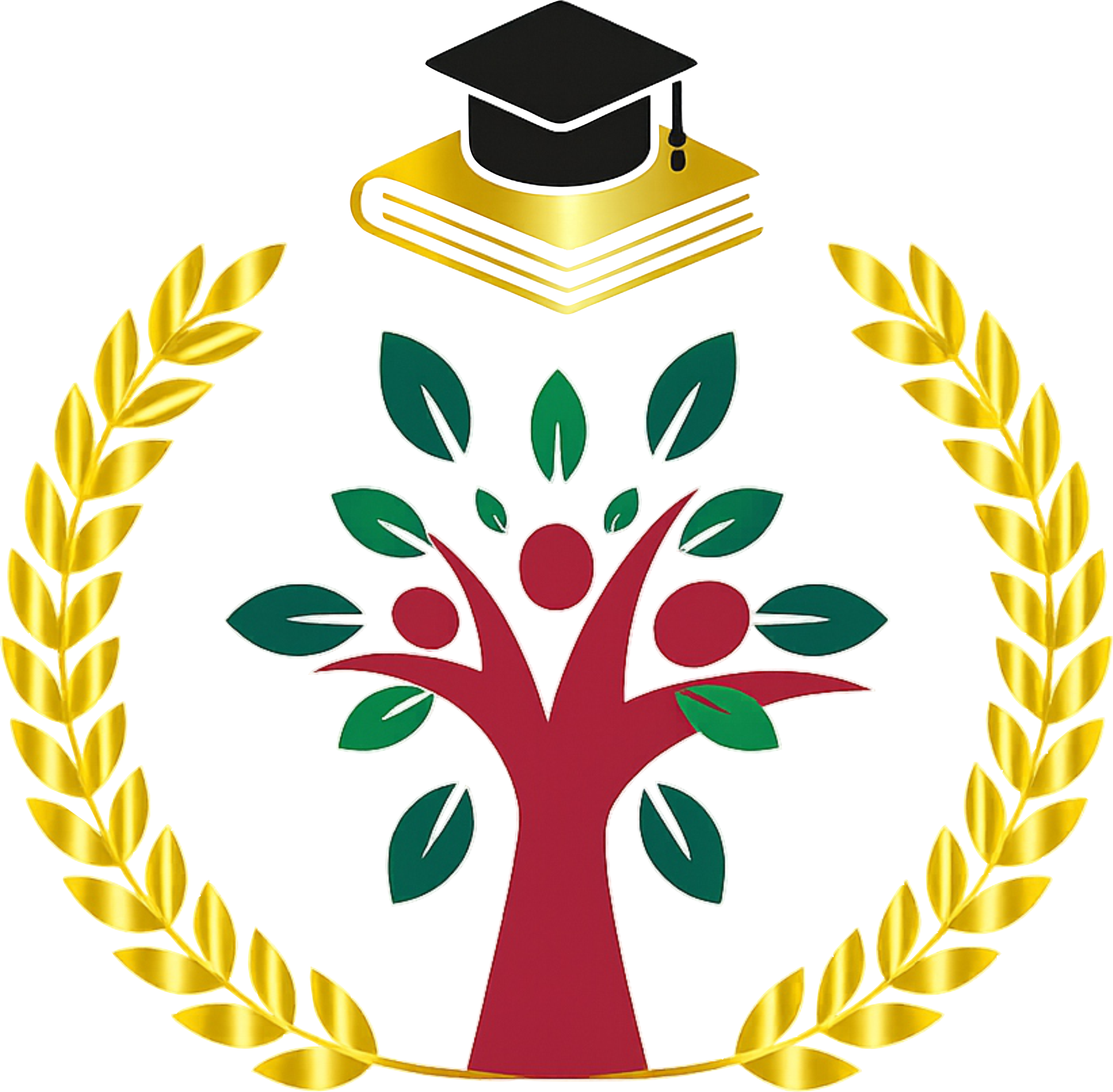 Green tree logo with roots and branches forming a circular emblem, representing growth and education on a white background