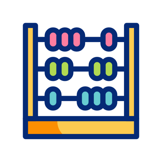 Illustration of an abacus with colored beads on rods, representing mental math practice and early numerical skill development.